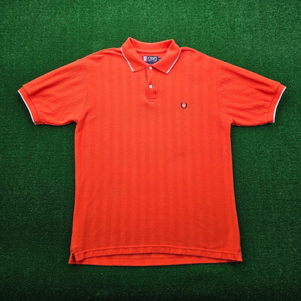 Chaps Ralph Lauren Polo Shirt Mens Large Orange Short Sleeve Vintage Y2K Golf‎